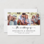 Invitation Moderne Trois photos Code QR RSVP Mariage (Devant)