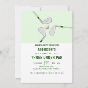 Invitation Moderne Trois sous par 3ème Anniversaire Golf