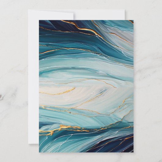 Invitation Moderne Tropical Bliss Gold Turquoise Ocean Wave M (Dos)