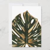 Invitation Moderne Tropical Green Gold Monstera Mariage feuil (Dos)