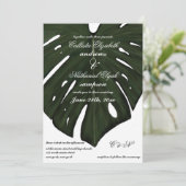 Invitation Moderne Tropical Green Monstera Mariage feuille (Debout devant)