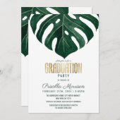 Invitation Moderne Tropical Suisse Fromage Leaf Gold Graduati (Devant / Derrière)