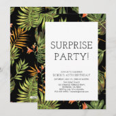 Invitation Moderne Tropical Surprise Adulte 40e Anniversaire (Devant / Derrière)