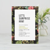 Invitation Moderne Tropical Surprise Adulte fête d'anniversai (Debout devant)