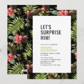 Invitation Moderne Tropical Surprise Adulte fête d'anniversai (Devant / Derrière)