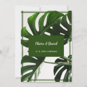 Invitation Moderne Tropical Vert et Blanc Date de Sauvegarde (Dos)