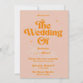 Invitation Moderne Tropical Vibrant Orange Mariage (Devant)