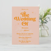 Invitation Moderne Tropical Vibrant Orange Mariage (Debout devant)