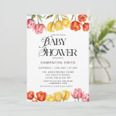 Invitation Moderne Tulipes Orange Baby shower Floral Invitati (Debout devant)