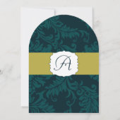 Invitation Moderne Turquoise Aqua et Lime Mariage damassé Inv (Dos)