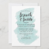 Invitation Moderne Turquoise aquarelle Brunch et bulle (Devant)