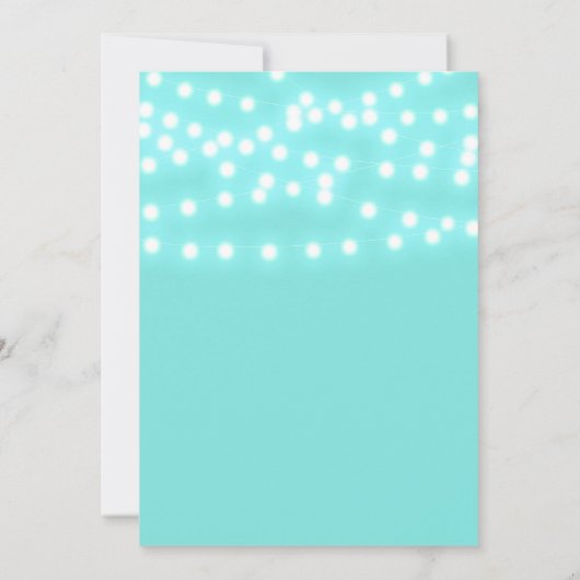 Invitation Moderne Turquoise Bleu & Chaînes Lumières Élégant (Dos)