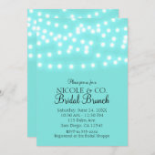 Invitation Moderne Turquoise Bleu & Chaînes Lumières Élégant (Devant / Derrière)