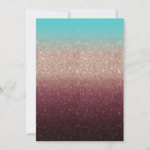 Invitation Moderne Turquoise Bourgogne Rose Gold Ombre Mariag (Dos)