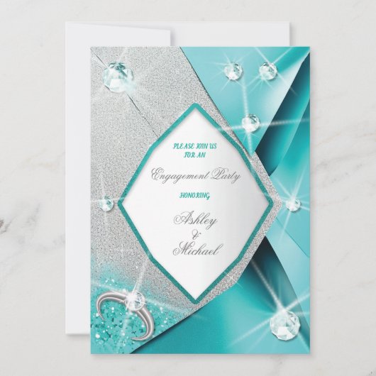 Invitation moderne turquoise chic pailleté classe scintillant (Devant)