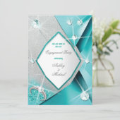 Invitation moderne turquoise chic pailleté classe scintillant (Debout devant)