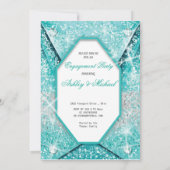 Invitation moderne turquoise chic pailleté classe scintillant (Dos)
