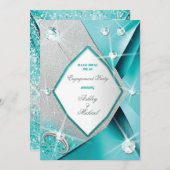 Invitation moderne turquoise chic pailleté classe scintillant (Devant / Derrière)