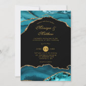 Invitation Moderne Turquoise et doré Agate Mariage en pierre (Devant)