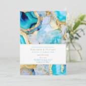 Invitation Moderne Turquoise et Gold Agate Mariage tendance (Debout devant)