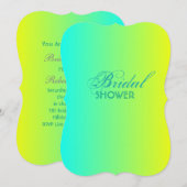 Invitation moderne turquoise jaune vert ombre nuptiale (Devant / Derrière)