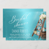 Invitation Moderne Turquoise Love Fête des mariées d'échelle  (Devant / Derrière)