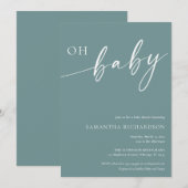 Invitation Moderne turquoise Oh Baby douche neutre genre (Devant / Derrière)
