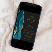 Invitation Moderne Turquoise Or Agate Mariage foncé