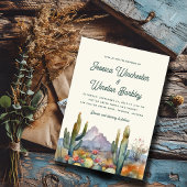 Invitation Moderne Turquoise Vert Désert Cactus Mariage Paysa
