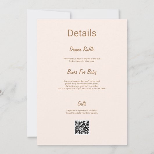 Invitation Moderne Un Code QR Orange Un Peu Cutie | Baby show (Dos)