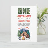 Invitation Moderne Un Happy Camper Woodland 1er (Debout devant)