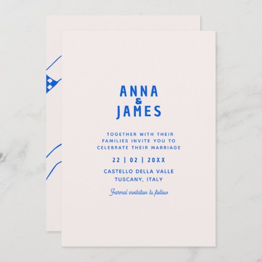 Invitation Moderne unique audacieux funky Enregistrer le Mari (Devant / Derrière)