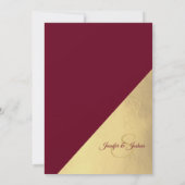 Invitation Moderne unique élégant Mariage Bourgogne & Or (Dos)