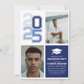 Invitation Moderne Varsity Marine Blue Photo Party (Devant)