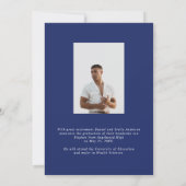 Invitation Moderne Varsity Marine Blue Photo Party (Dos)