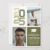 Invitation Moderne Varsity Moss Green Photo Party (Devant)