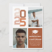 Invitation Moderne Varsity Terracotta Photo Graduation Party  (Devant)