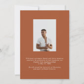 Invitation Moderne Varsity Terracotta Photo Graduation Party  (Dos)