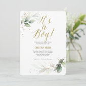 Invitation Moderne, Verdure, Aquarelle, Bébé Garçon Douche (Debout devant)