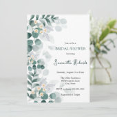 Invitation Moderne verdure eucalyptus nuptiale douche invitat (Debout devant)