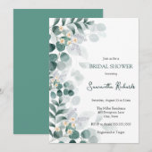 Invitation Moderne verdure eucalyptus nuptiale douche invitat (Devant / Derrière)