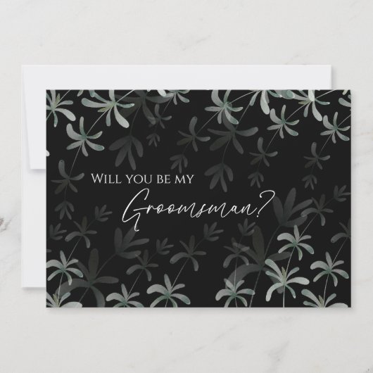 Invitation Moderne verdure Mariage noir Groomsman Proposition (Devant)