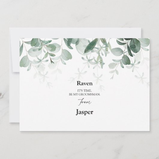 Invitation Moderne verdure White Mariage Groomsman Propositio (Dos)