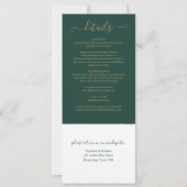 Invitation Moderne Vert Émeraude Élégant Script Or (Dos)