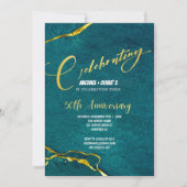 Invitation Moderne Vert et Or pour le 50e Annivers (Devant)