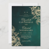 Invitation Moderne Vert & Or ⎮Rose Élégant Mariage (Devant)