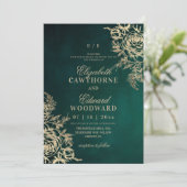 Invitation Moderne Vert & Or ⎮Rose Élégant Mariage (Debout devant)