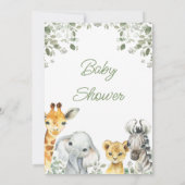 Invitation Moderne Vert verdure Foliage Safari Baby shower (Dos)