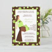 invitation moderne verte de baby shower de maman (Debout devant)