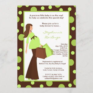 invitation moderne verte de baby shower de maman